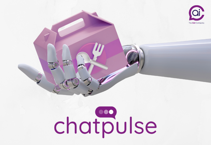 Chatpulse robot hand holding food delivery box